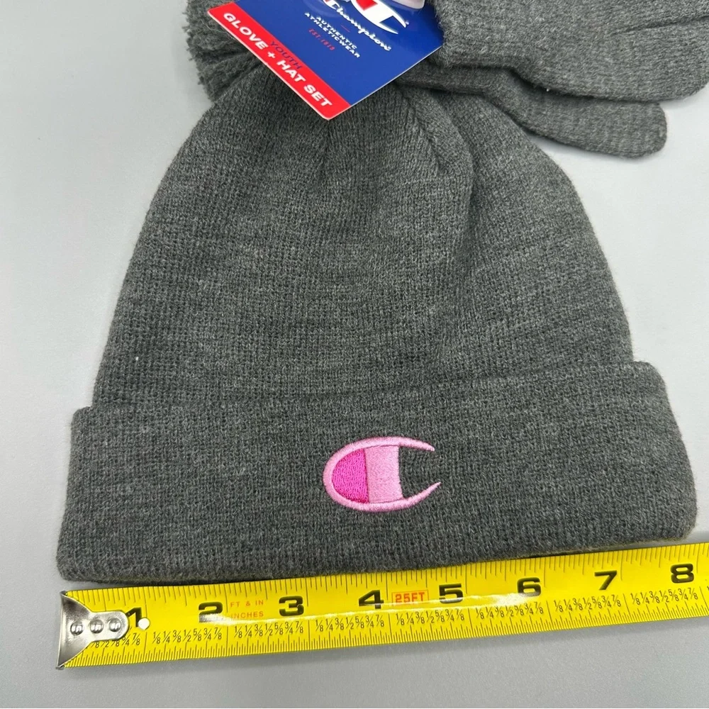 Champion Winter Kid Girls Hat Gloves Set One Size Dark Gray